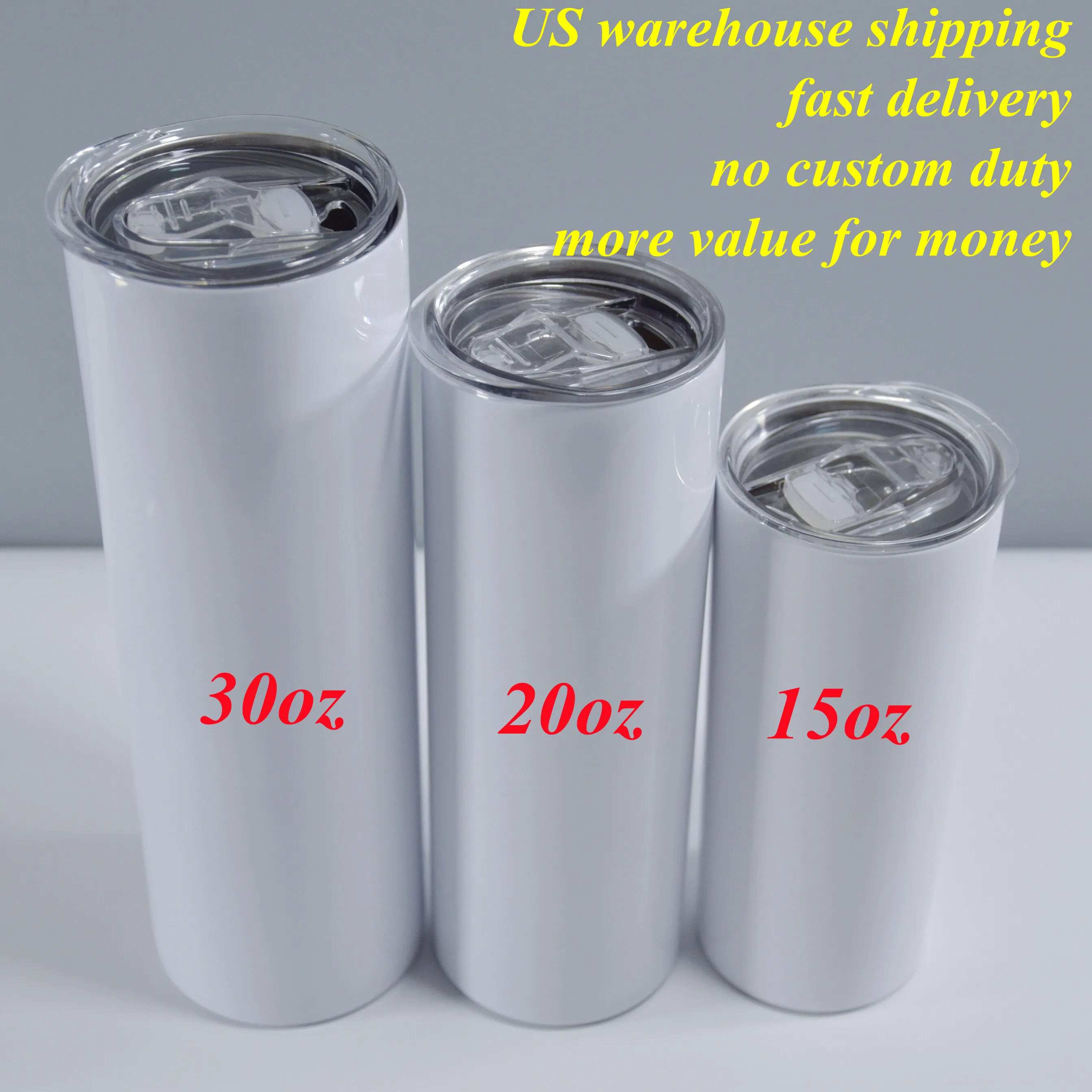 US Shipping!!sublimation Blank Skinny Straight Bulk Tumblers With Straws  15oz 20oz 30oz With Metal Straw Rubber Bottom Shrink Warps Sublimation Heat  Tape White BPA Free Bulk Tumblers With Strawss From Weaving_web, $120.61